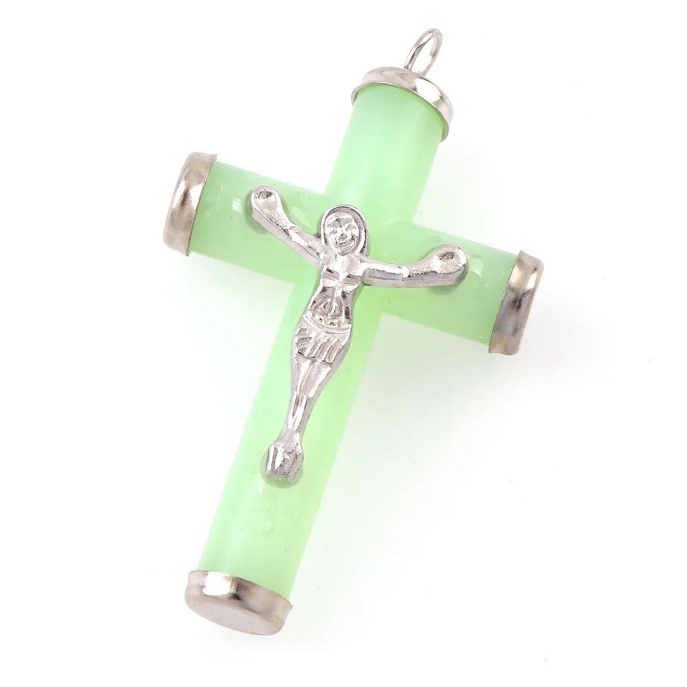 

5Pieces Resin pendant Luminous Jesus Religious crucifix Pendants Charm Necklace Jewelry