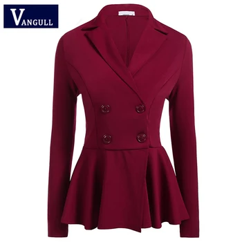 

Vangull New Style Spring Women's Clothing Office Lady Blazers Double Breasted Solid Formal Long Sleeves Female Slim Coats