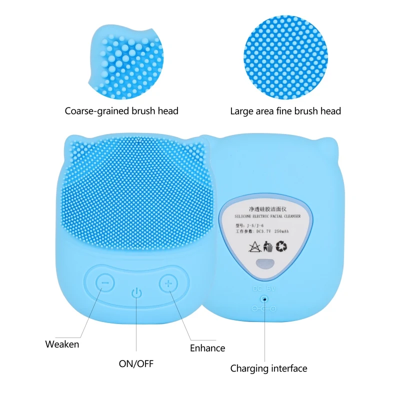 Электрическая силиконовая Очищающая щетка для лица, звуковой вибрационный массаж, перезаряжаемый через USB, умный Ультра звуковой очиститель для лица, инструмент для красоты