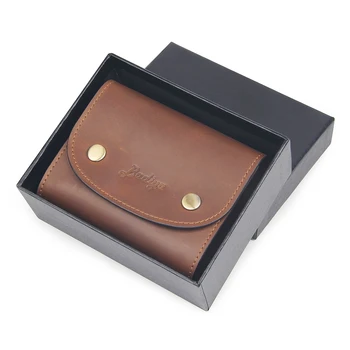 

Retro Short Zipper Coin Purses Business ID Credit Card Holders Men Gift for Husband Friend Men's Wallets Genuine Leather