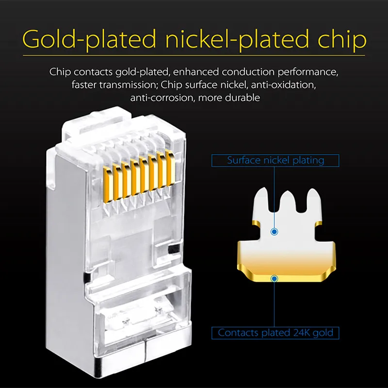 Two-Piece Cat6 rj45 connector cat 6 network connectors rj45 Cat5e plug split type stp metal shielded modular Crystal terminals