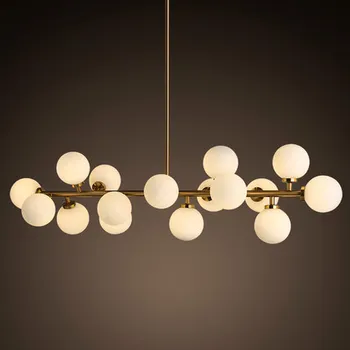 

Dinning Table gold body fixture Modern LED Chandelier Light Fitting 16LED lights warm glass bubble chandelier restaurant