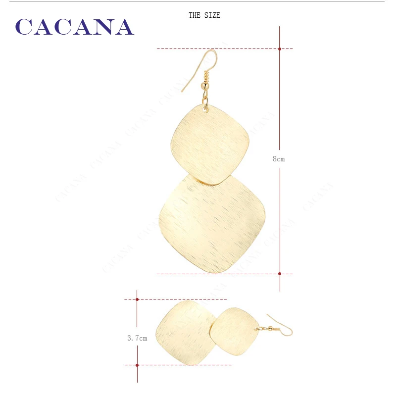 Длинные серьги CACANA для женщин двойные квадратные с фильтром бижутерия Лидер