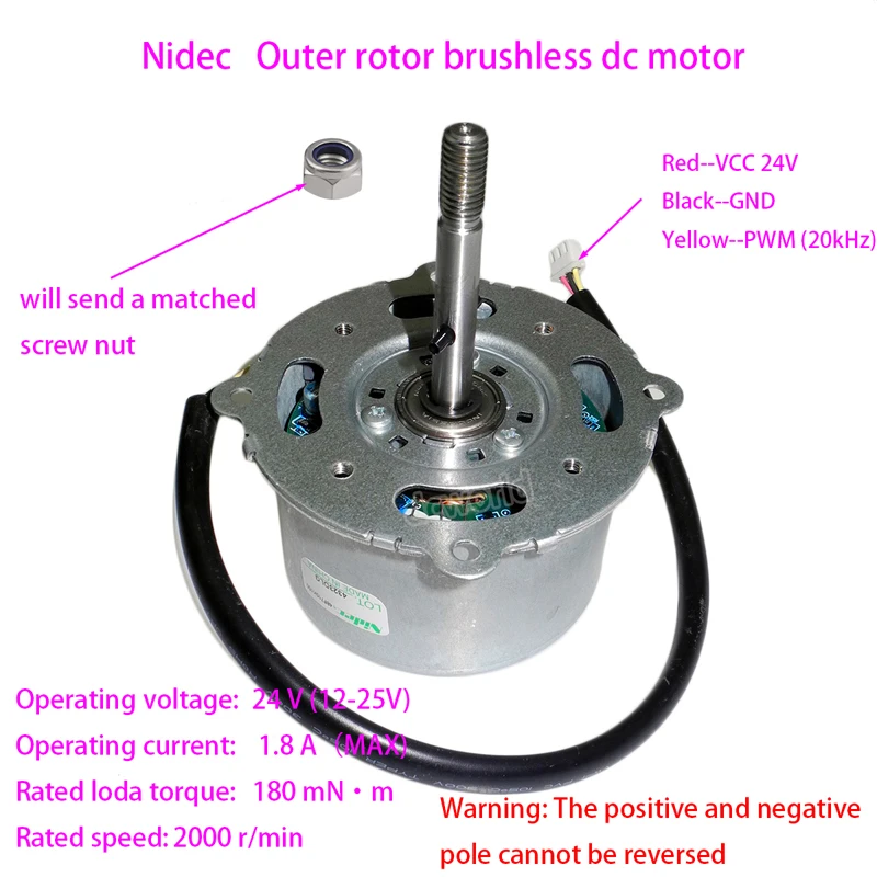 NIDEC 42F706L010 DC24V Dual Shaft Outer Rotor Brushless Motor DIY Printer DC Fan