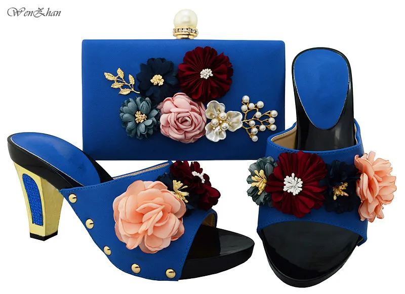 

WENZHAN Wholesale Elegant African Woman High Heels Shoes Matching Bag Fashion Nigerian Wedding Pumps Bag Sets On Sale A711-28