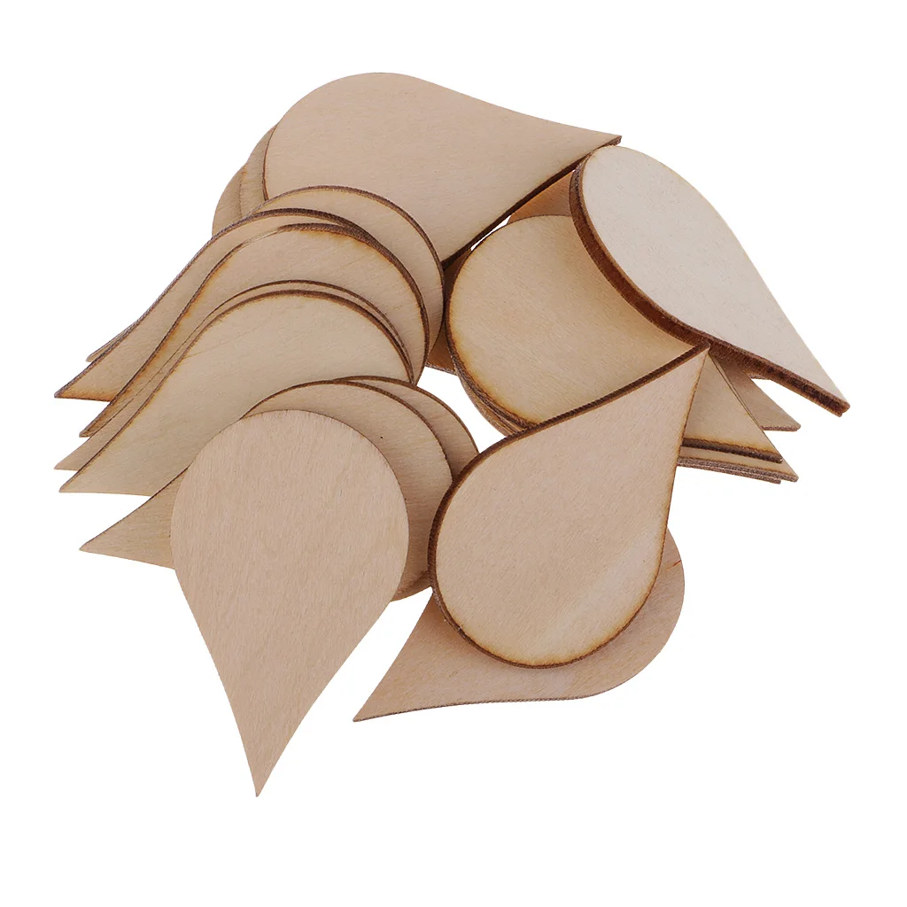 Wooden MDF Drop Shapes Craft Blank Wood Embellishment for Scrapbooking Wedding Party Baby Feet Christmas Decorations DIY