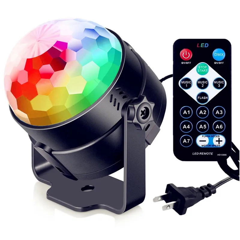 مصغرة عن بعد RGB LED البلورة السحرية الدورية الكرة أضواء للمسرح الصوت المنشط ديسكو ضوء الموسيقى عيد الميلاد KTV حزب الاتحاد الأوروبي/لنا /المملكة...