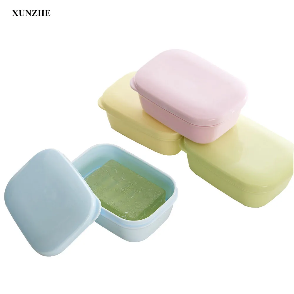 XUNZHE 1Pcs Square Bathroom Shower Soap Dish Box Waterproof Outdoor