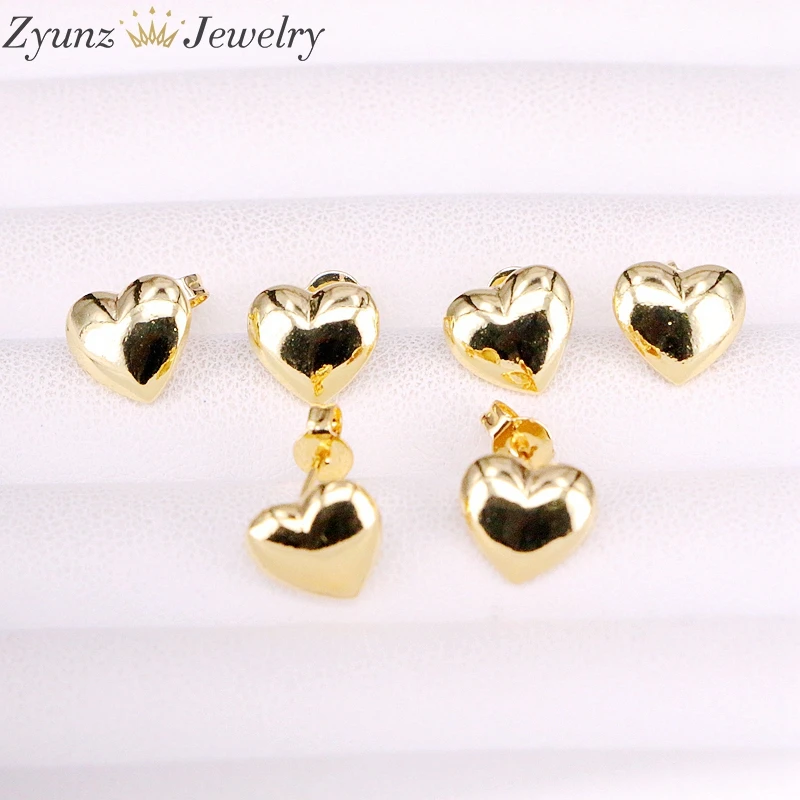 

10Pairs, Gold Filled New women jewelry heart shaped metal stud earring cute studs
