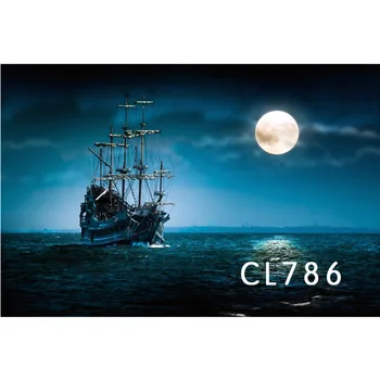 

Sailing Pirate Ship On The High Seas In Night Polyester Custom Background Decor Backdrop Photography Studio Props Photographic