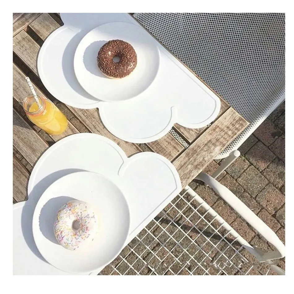 Cute Silicone Placemat FDA Bar Mat Baby Kids Cloud Shaped Plate Mat Table Mat BPA Free Waterproof Set Home Kitchen Pads 47x27cm (4)