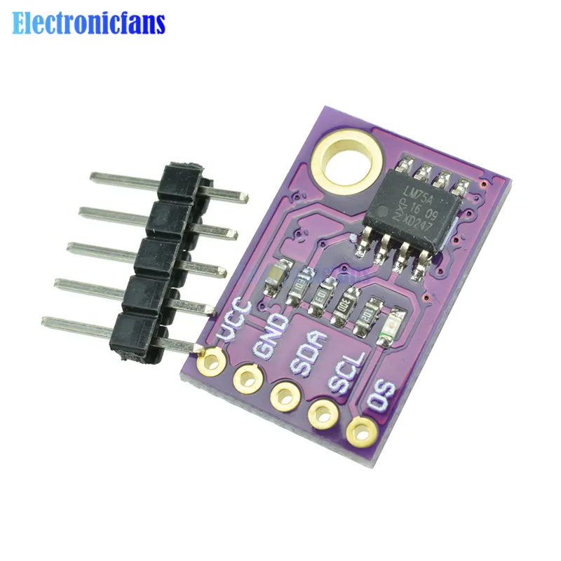 LM75A Температурный датчик высокоскоростной интерфейс IEC IIC макетная плата Модуль программируемый Температурный порог 2,8-5,5 В