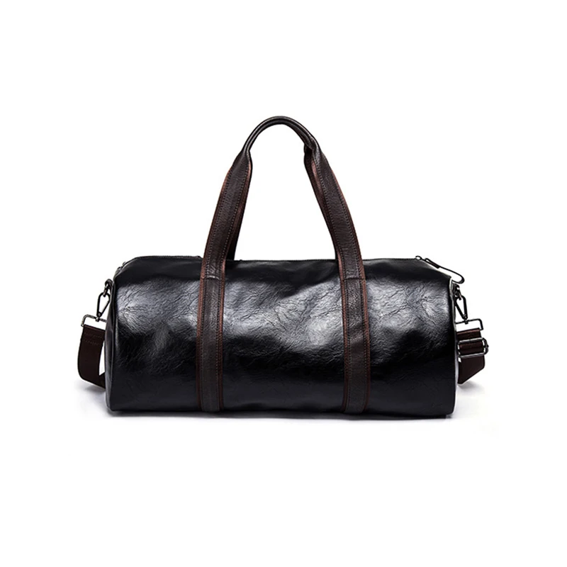 Брендовые корейские повседневные мужские сумки для путешествий, кожаные сумки, мужская сумка на плечо, сумка для багажа, Большая вместительная сумка для выходных - Цвет: Black