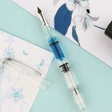 Transparent Piston Fountain Pen Clear Ink Pen EF F Nib Extra Fine Large Capacity Writing YAN88 m2 dropper iridium point extra fine transparent fountain ink pens large capacity nib 0 38mm offices students gift box ins style