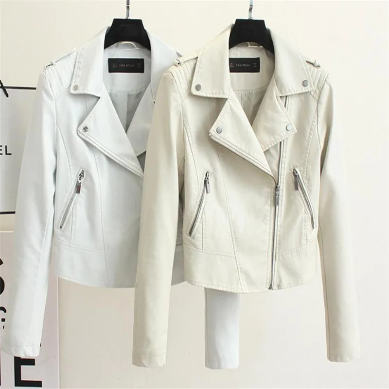 

Spring Classic Motorcycle Jacket Europe United States Slim Short Paragraph PU Jacket Washed PU Fashion Casual Wild Leather Coat