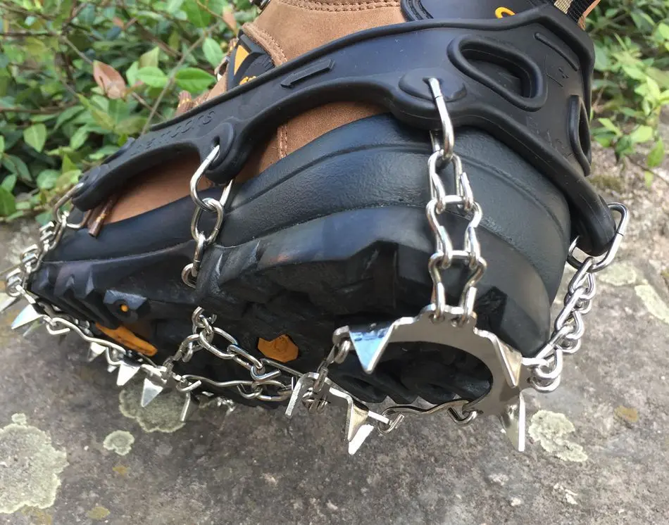 19 Teeth Steel Ice Gripper Spike for Shoes Anti Slip Hiking Climbing Snow Spikes Crampons Cleats Chain Claws Grips Boots Cover ice gripper spike climbing crampons