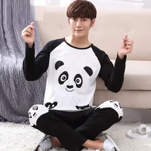 Yidanna, Хлопковая пижама, набор для мужчин, футболка с круглым вырезом размера плюс, нижнее белье, пижама с длинными рукавами, одежда для сна, зимняя Пижама для мужчин