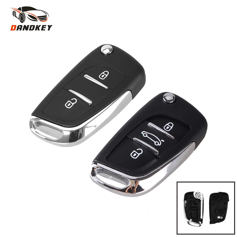 

DANDKEY 2/3 Buttons Flip Folding Remote Car Key Shell For Peugeot 107 207 307 306 407 408 607 CE0536 With HU83/VA2 Blade