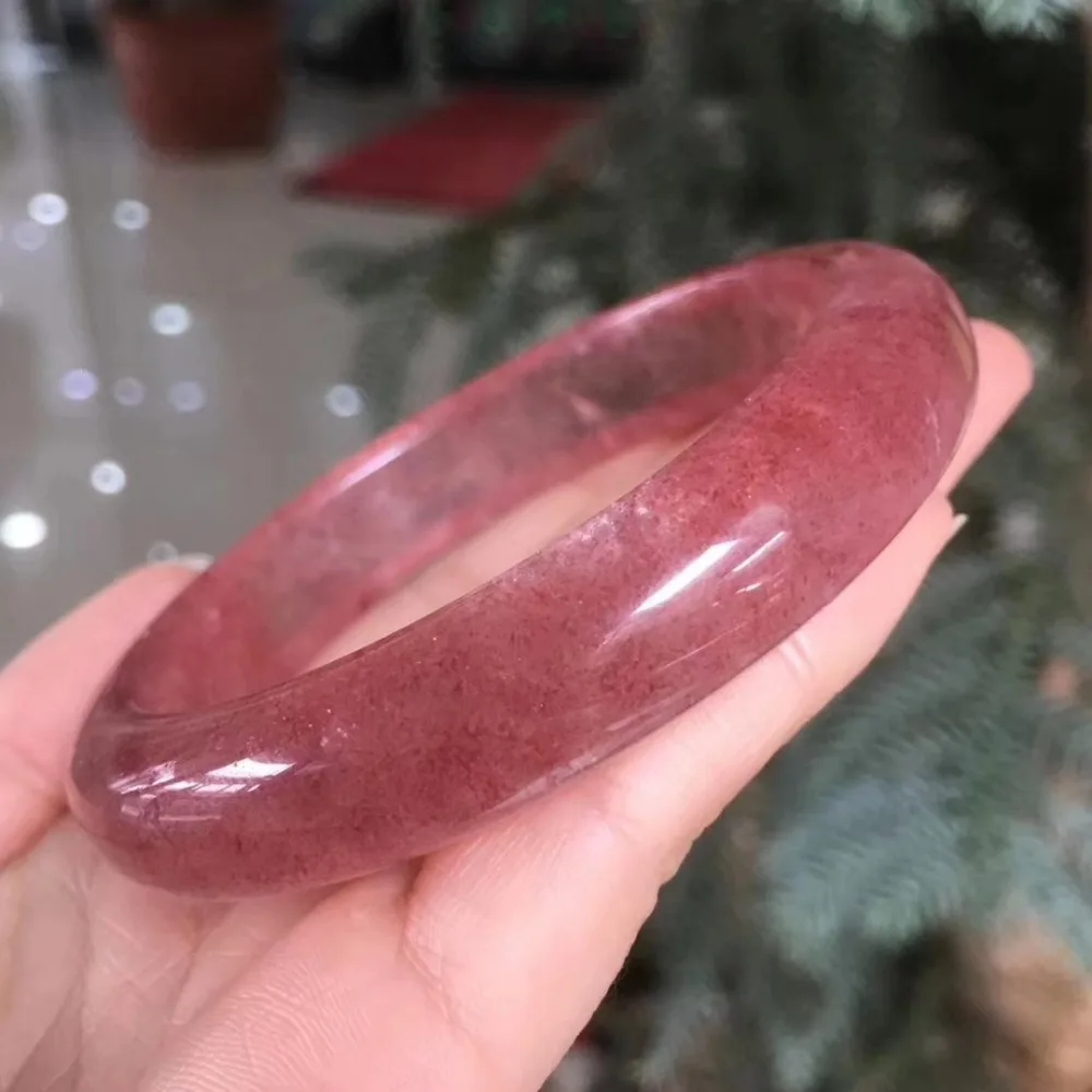 

Genuine Natural Ice Red Strawberry Quartz Russia Crystal Woman Bangle Bracelet 53mm 54mm 55mm 56mm 57mm 58mm 59mm 60mm AAAAA