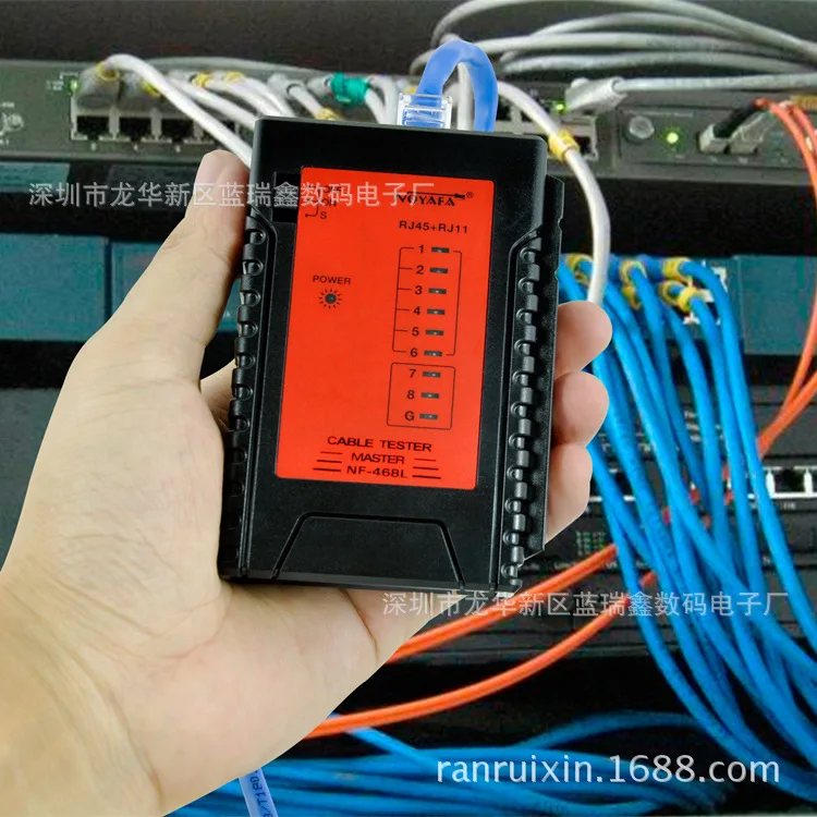 NF-468LCable тестер целостности RJ45 RJ11 кабельный тестер сети для проверки витой пары, телефонной проводки