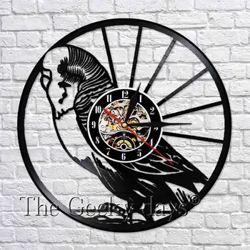 

Budgie Silhouette Shadow Wall Clock Modern Design Bird Animal Vinyl Record Clocks Nursery Wall Decor For Children's Room