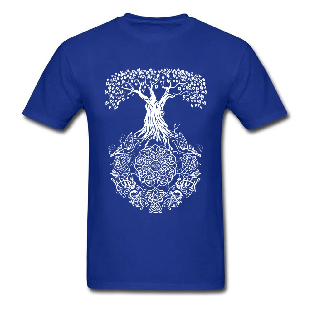 Tops Tees T-Shirt Yggdrasil Tree of Life NEW YEAR DAY Short Sleeve 100% Cotton Round Neck Men T Shirts 3D Printed Discount Yggdrasil Tree of Life blue