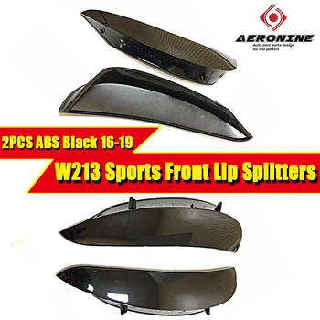 

For Benz W213 Front Splitter ABS Black E Class E200 E250 E300 Air Flow Vent 2 Pcs Front Lip Splitter Auto Car Styling 2016-2019