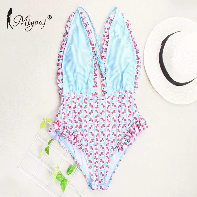 

Zrtak Ruffle One Piece Swimsuit Female Push Up Bikinis 2018 Mujer Sexy Ladies Swimwear Halter Bathing Suit Women Biquinis Bather