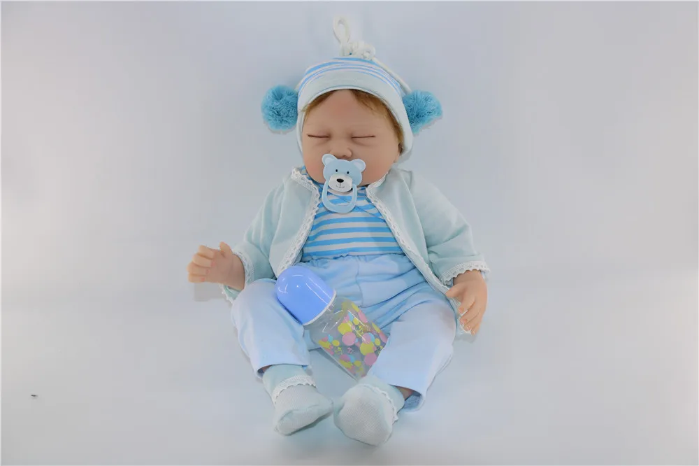 

55cm Cloth body bebe-reborn dol with soft real gentle touch handmade silicone lifelike newborn baby Gift sweet sleeping baby