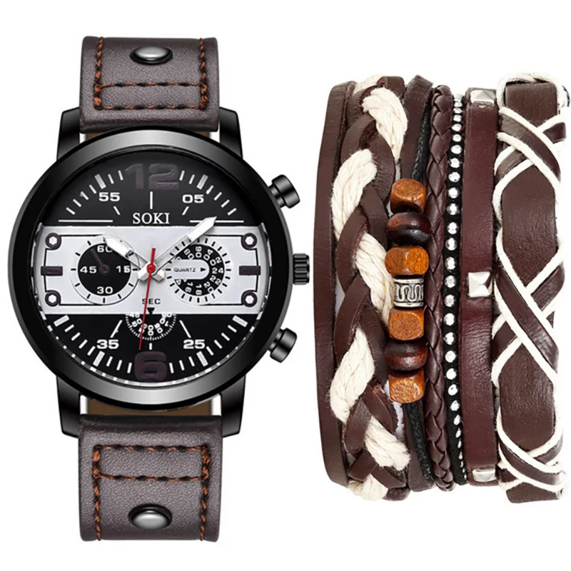 

Watch Bracelets set Fashion Stainless Steel Watches Men Business Quartz reloj hombre reloj Analog Wristwatch Relogio masculino