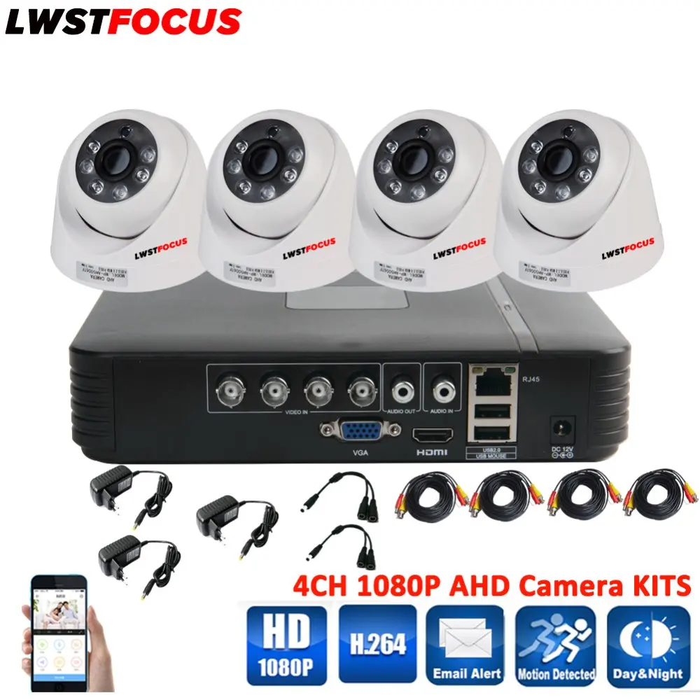 

LWSTFOCUS 4CH CCTV System Kits 1080P HDMI AHD CCTV DVR 4PCS 2.0MP IR Dome Security Camera 3000 TVL Camera Surveillance System