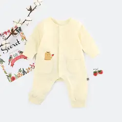 Детская одежда с мультипликационным рисунком осеннее платье с длинными рукавами «унисекс» для новорожденных детей, пижама, комбинезон