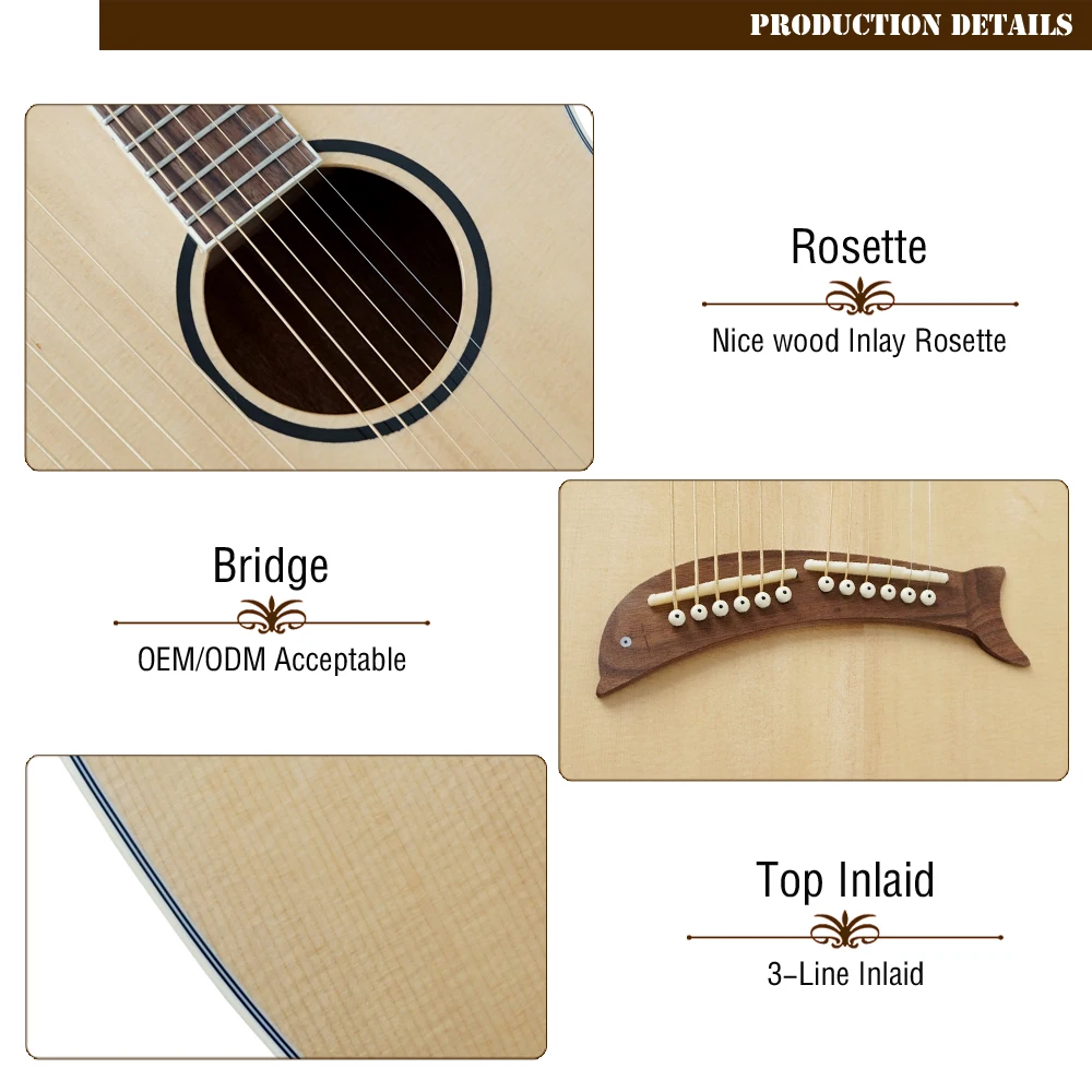 Aiersi factory new developed High Quality Harp Acoustic Guitar SHG001T