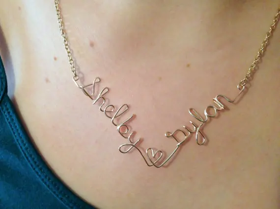 PINJEAS 2 custom name necklace Handmade 