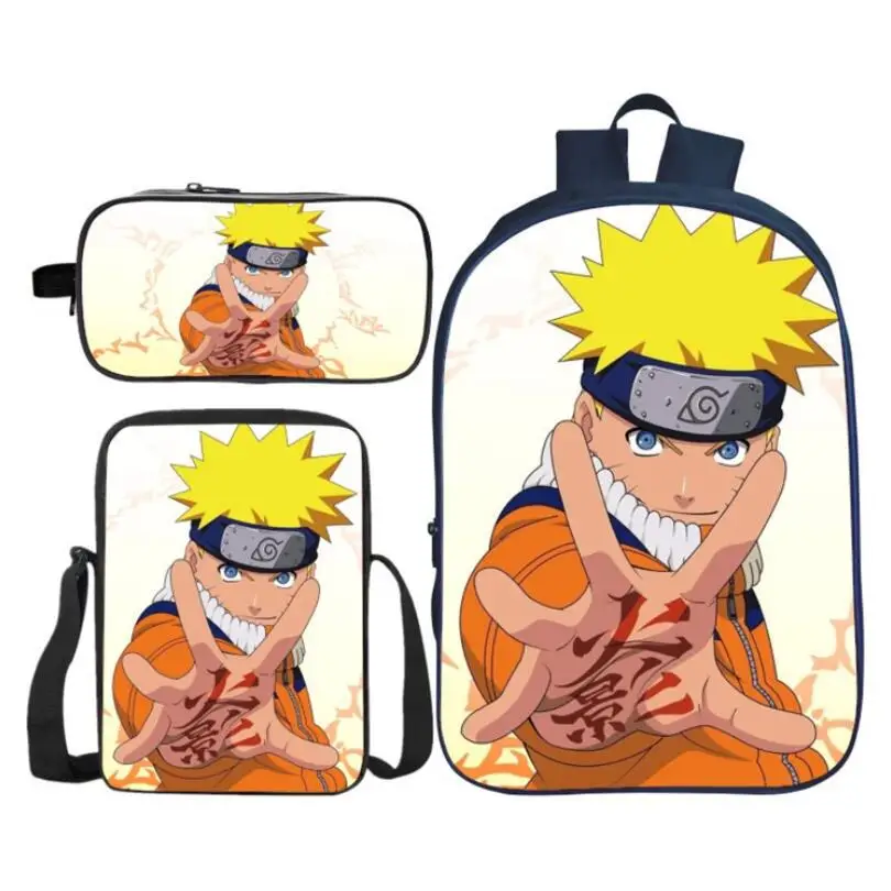 

3Pcs/Set Fashion 3D Printing Cartoon Naruto Kids Baby School Bags Sasuke Akatsuki Children Shoulder Backpacks Boys and Girls Bag