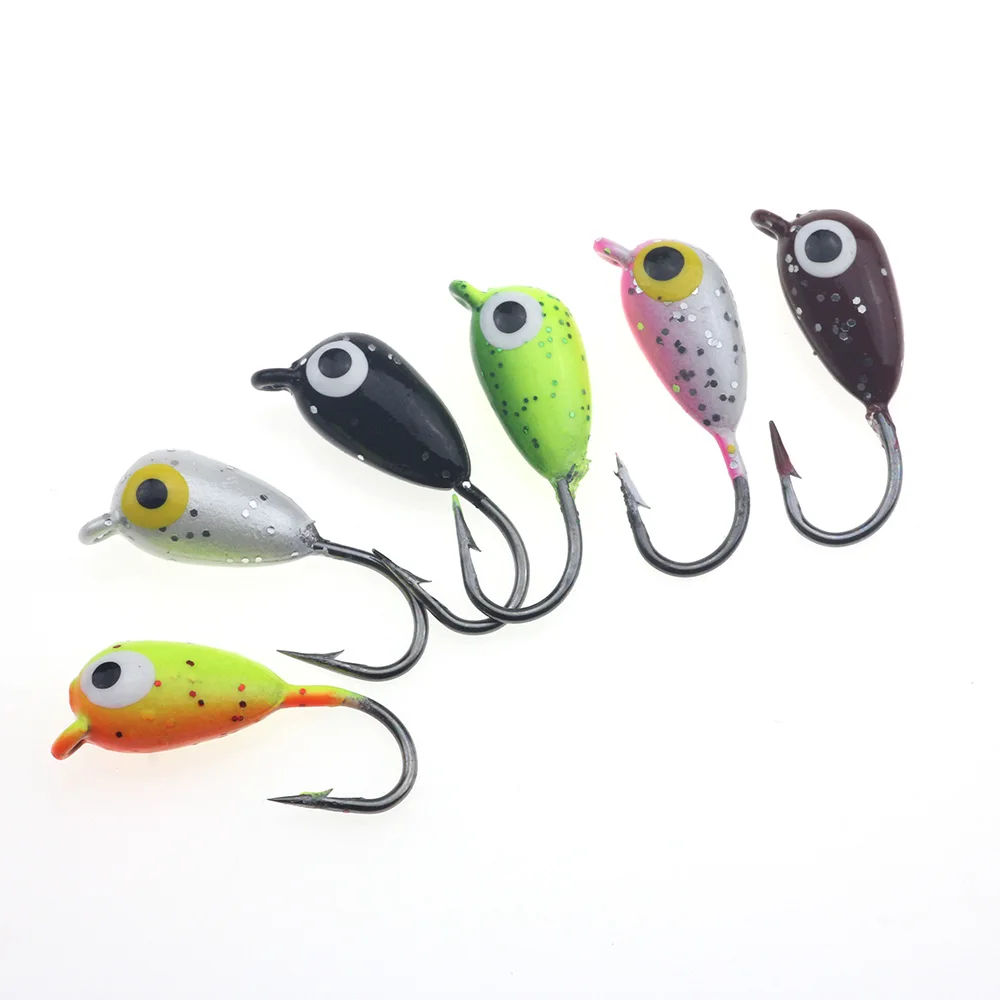 Rompin 6Pcs 18mm/2.3g Winter Ice Fishing Hook Lure Mini Metal Bait Fish