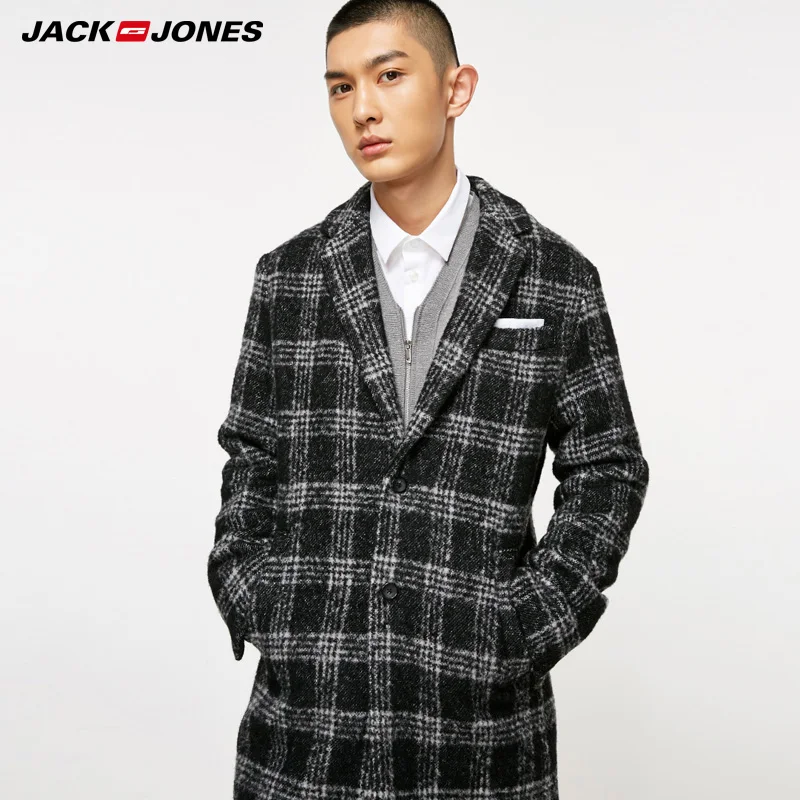 

Jack Jones Brand New smart casual lapel detachable inner collar plaid mid-length coat men |218327511