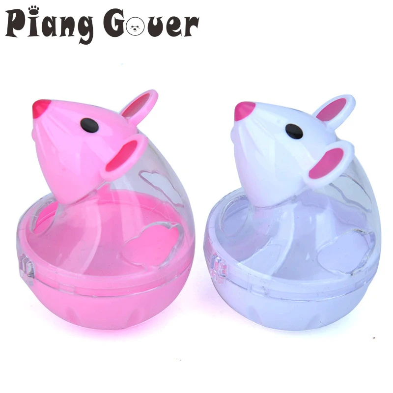 Plastic Pink Mouse Leakage Food Cats Toys Tumbler Chew Pet Toy