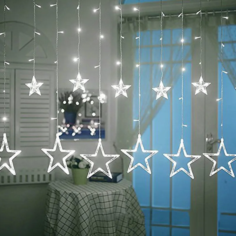 

Romantic Fairy Star Led Curtain String Lights Decoration Christmas Garland Light For Wedding Party led Holiday Lighting