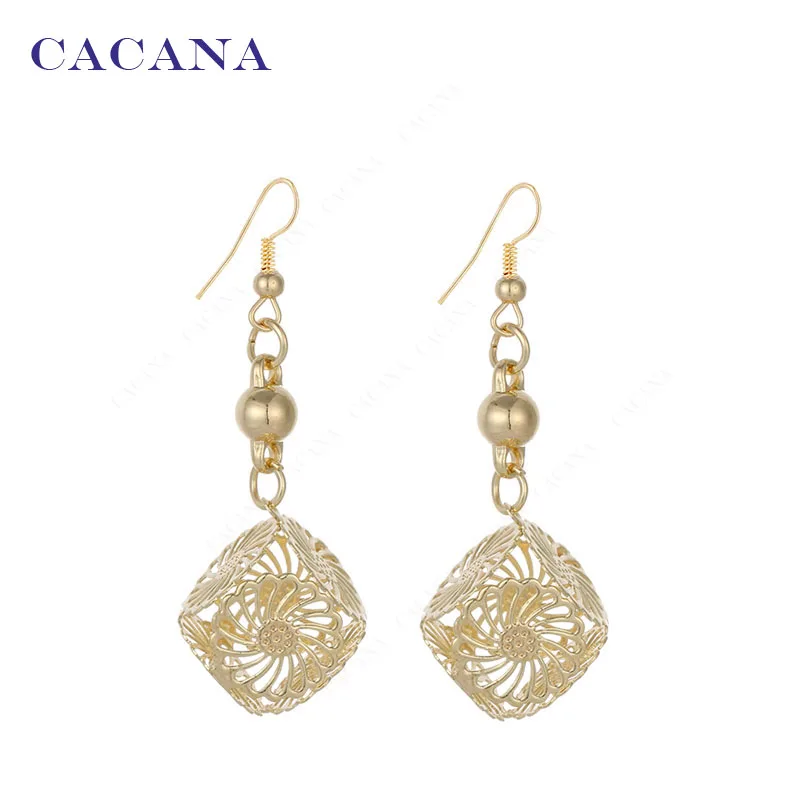 CACANA Dangle Long Earrings For Women CZ Within Cube Top Quality Bijouterie Hot Sale No.A437 A438