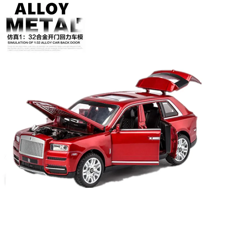 

1:32 Diecast Scale toy Car Rolls Royce Cullinan Models 7 Openable Doors Metal Model Sound And Light Pull Back SUV Toys for kids