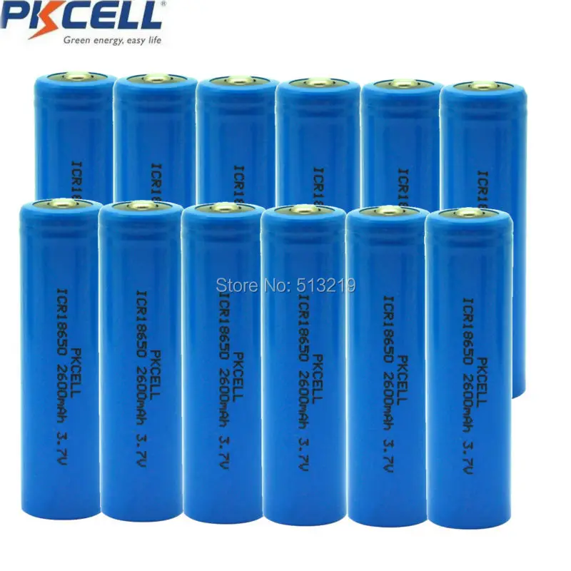 12 X Liion Rechargeable Batteries Icr18650 2600mah 18650 Batteria