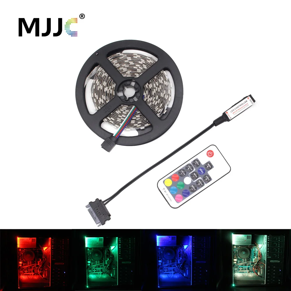 

LED Strip Light 12V RGB SMD 5050 RF Wireless Remote SATA Interface 1M 2M LED Stripe Tape Ribbon for PC Computer Case Lighting