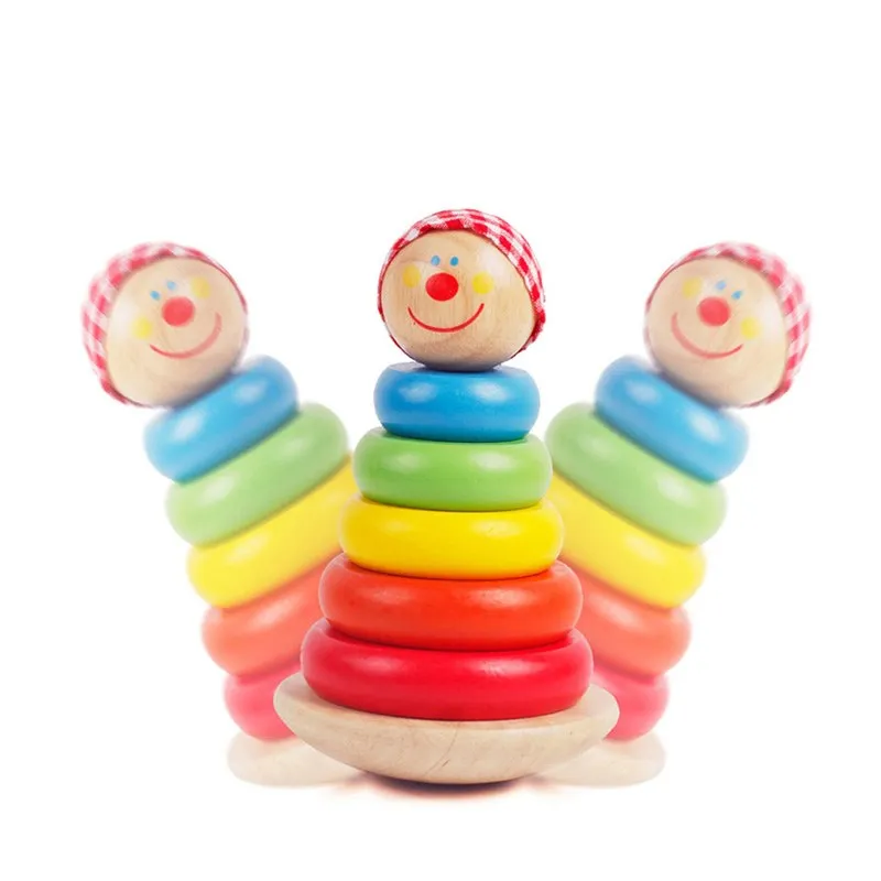1set Baby Wooden Teether Rattle Montessori Toys Classic Sensory