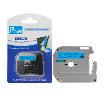 

Compatible M label M-K521 9mm Black On Blue for Ptouch thermal label printers