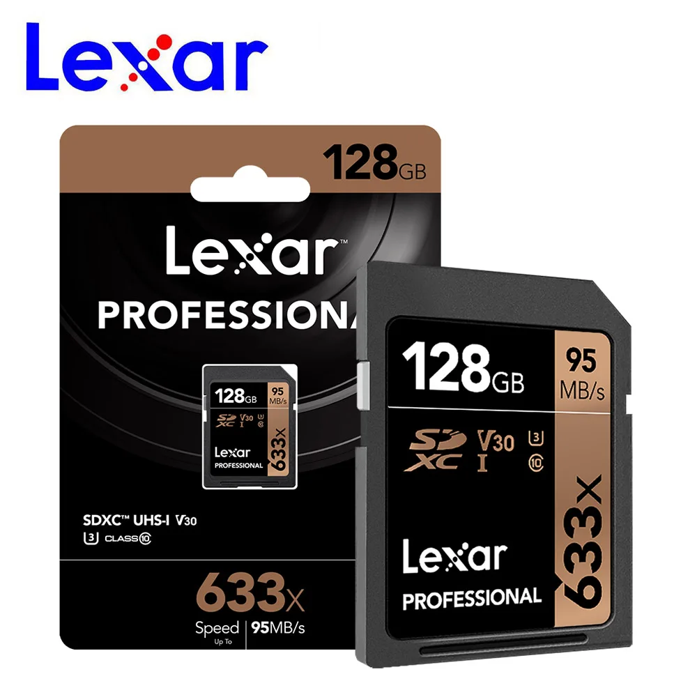 Lexar 633x32G SD карты 256 Гб карта памяти 512 ГБ UHS-I флеш-карта 128 ГБ оперативной памяти, 16 Гб встроенной памяти, высокая Скорость до Max 95 м Class10 для Камера