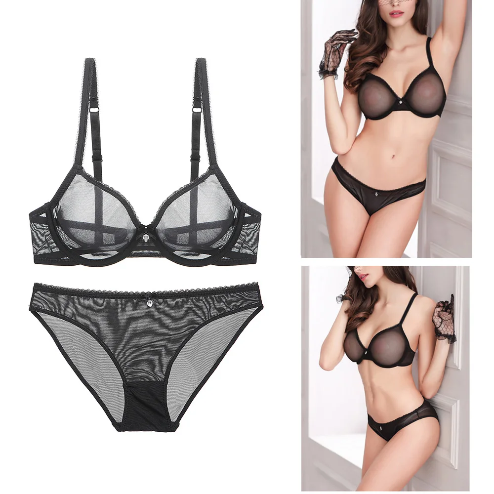 Hot Women ultra thin bra panty Sales Separated set M L XL XXL XXXL sexy gauze transparent invisible B C D E F 75 80 85 90 95 100
