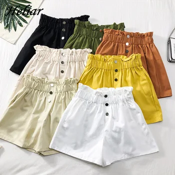 

HELIAR Spring Women Shorts Femenino Plaid Lady Hot Short Student Panties Drawstring Shorts Femme With Buttons Casual Shorts 2019