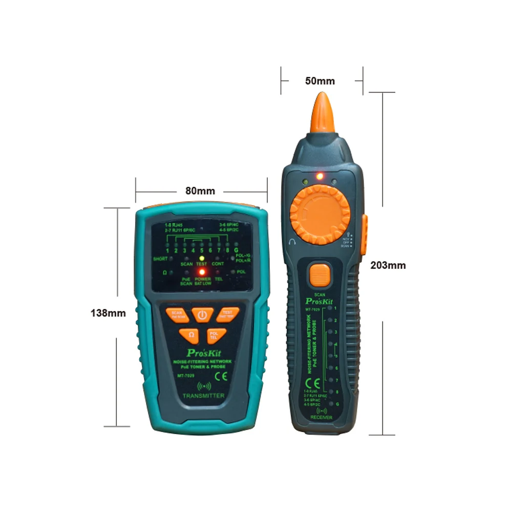 Pro'skit MT-7029-C анти-помехи аудио сети POE проверки линии сетевой кабель тестер для провода телефонной линии детектор трекер