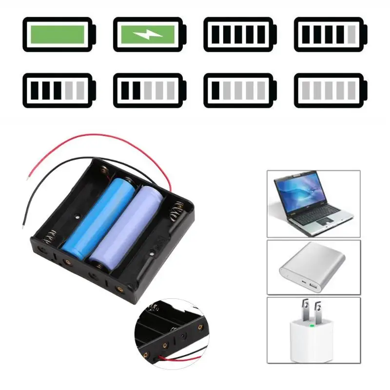 

1Pcs Black Plastic AA Battery Storage Box 4 Slot DIY Batteries Clip with Wire Lead Pin High Quality